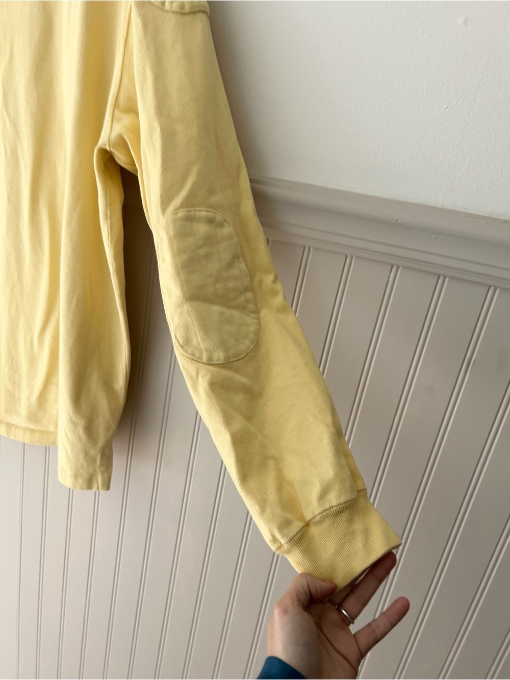 Vintage 90s Polo Ralph Lauren Men’s Large Yellow Rugby Shirt Elbow Patches - Picture 6 of 11